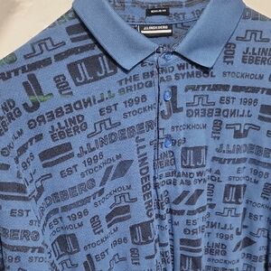 J.Lindeberg Blue Graphic Men's Golf Polo Shirt